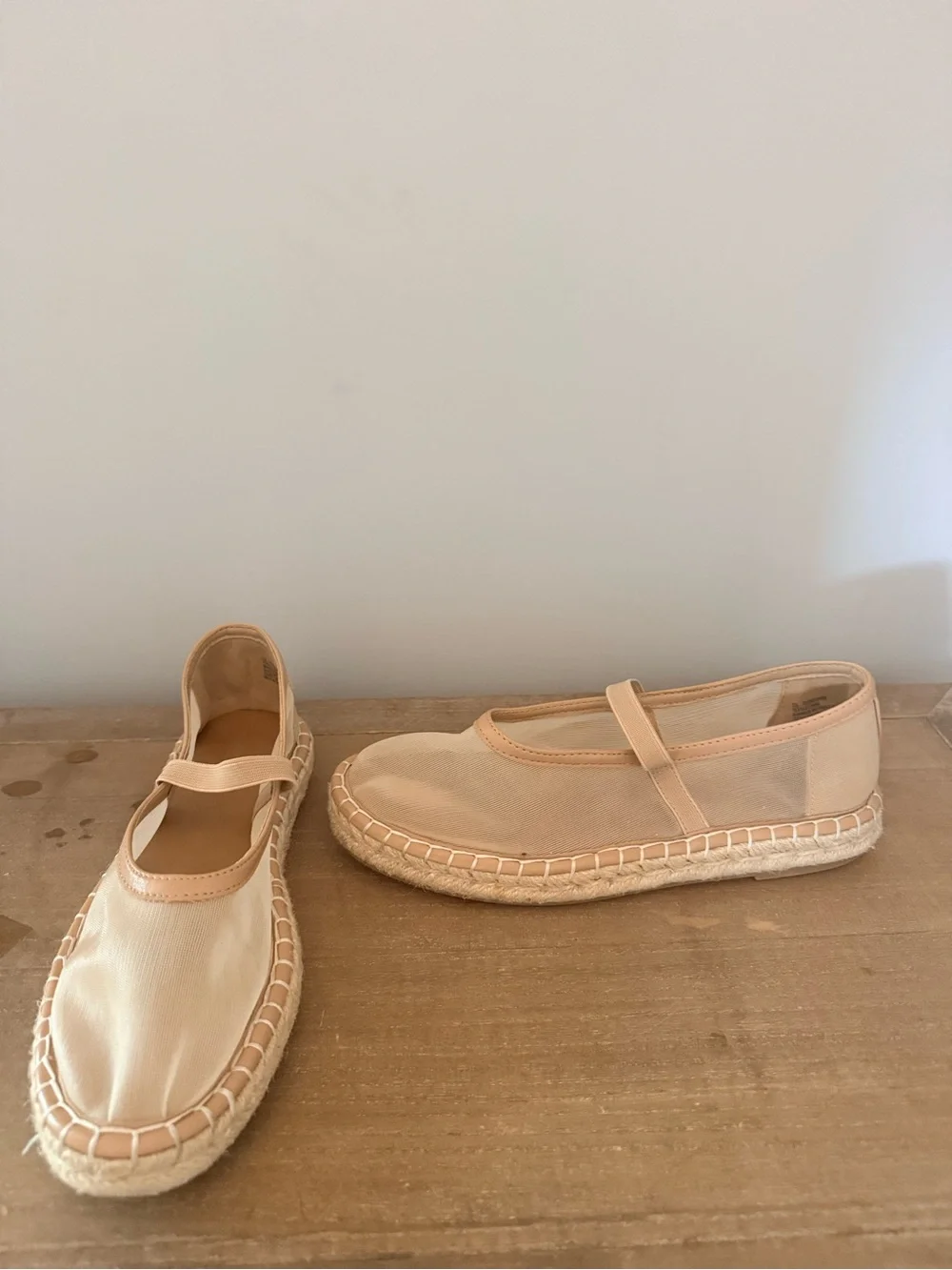 A New Day Mesh Beige Espadrille Mary Jane Flats